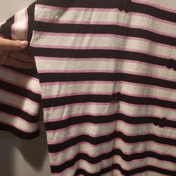 Elle Black, White and Pink Striped Dolman Sleeve Embellished Sweater in Size XL - Picture 5 of 11